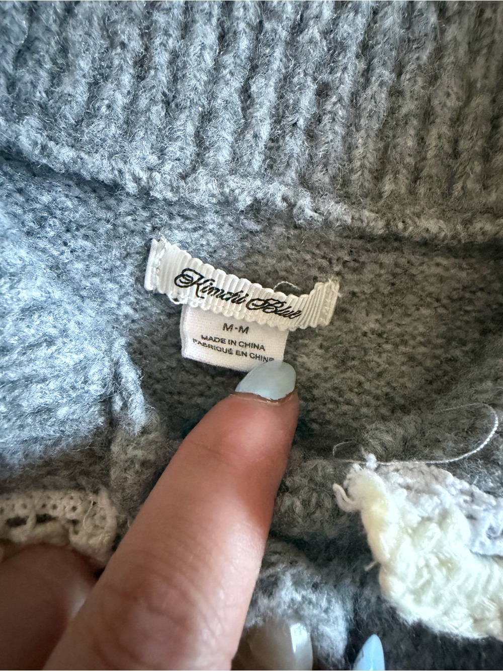 Anthropologie Gray Embroidered Button Cardigan with Lace Collar - Picture 2 of 2